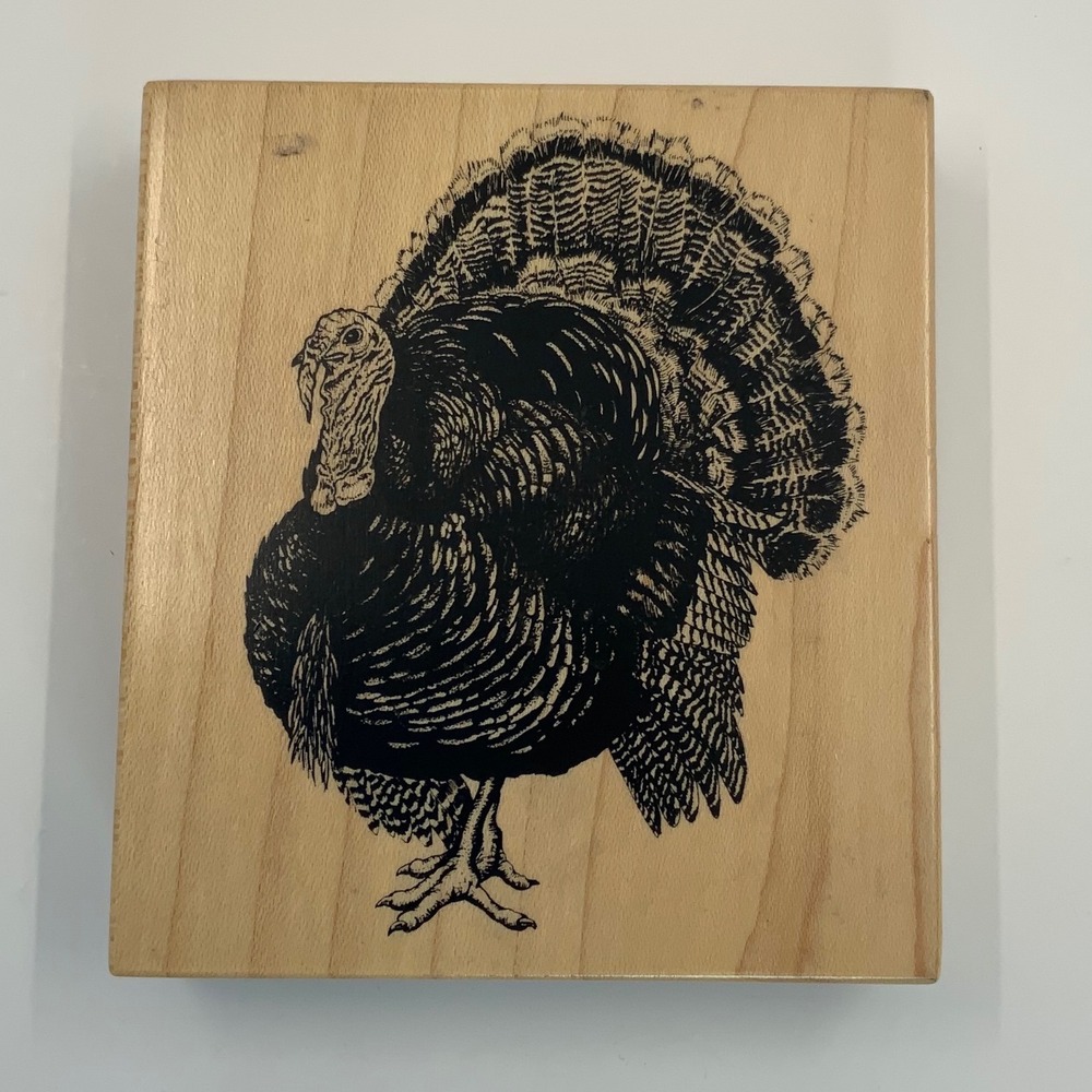 Vintage PSX Turkey Rubber Stamp K-1961 Wood 3.5x4 inch